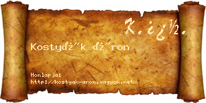 Kostyák Áron névjegykártya
